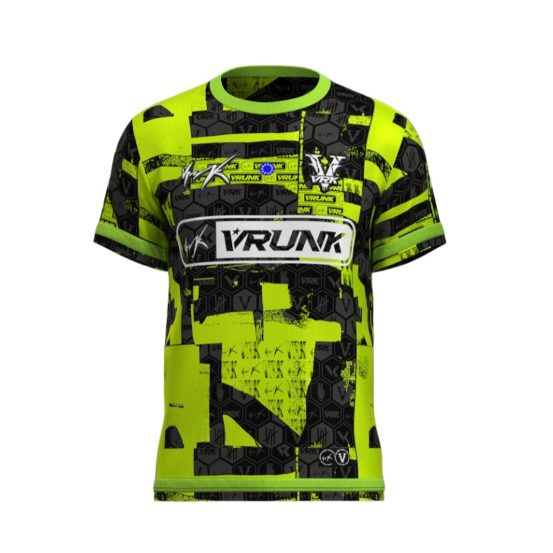 Esports Gaming T Shirt - เสื้อเจอร์ซีย์อีสปอร์ตใหม่ปี 2026 สีเขียวนีออนดำ ลายพิมพ์เรขาคณิต 3 มิติ