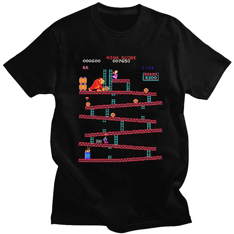 Esports Gaming T Shirt - ตลก Donkey Kong T เสื้อผู้ชายเกมอาเขต Collage