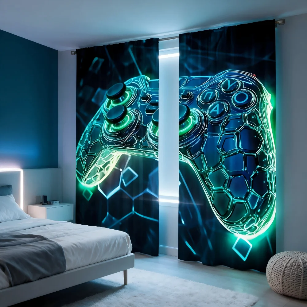 ม่านพิมพ์ลายดิจิทัล 2 ชิ้น ลาย - Esports Gaming Youtube บทวิจารณ์และราคา