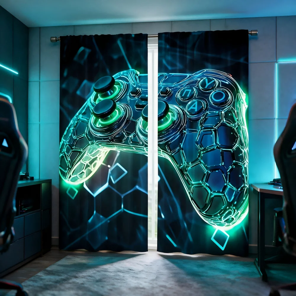 ม่านพิมพ์ลายดิจิทัล 2 ชิ้น ลาย - Esports Gaming Youtube บทวิจารณ์และราคา