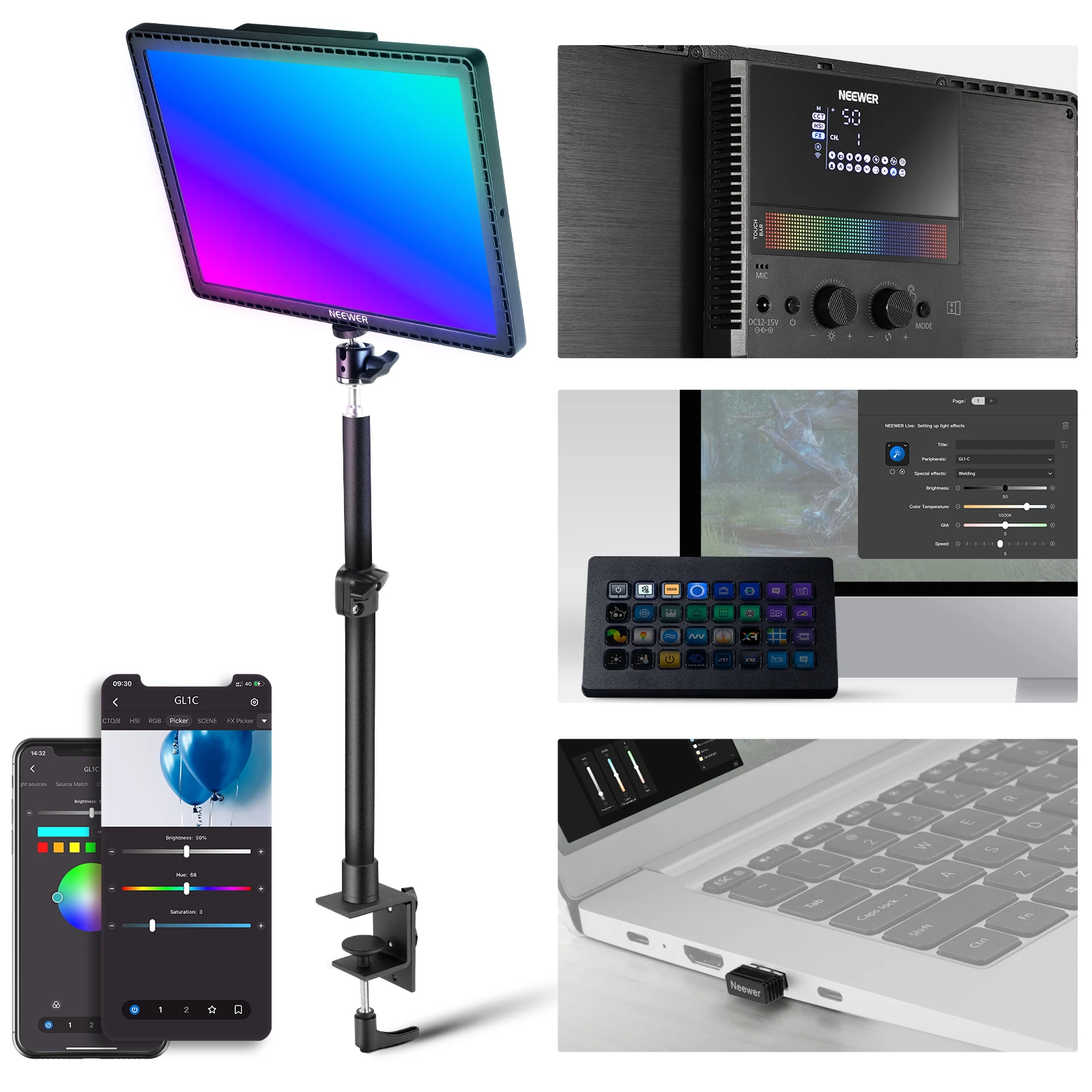 ไฟสตูดิโอ NEEWER GL1C RGB ขนาด - Led Light Panel Stream บทวิจารณ์และราคา