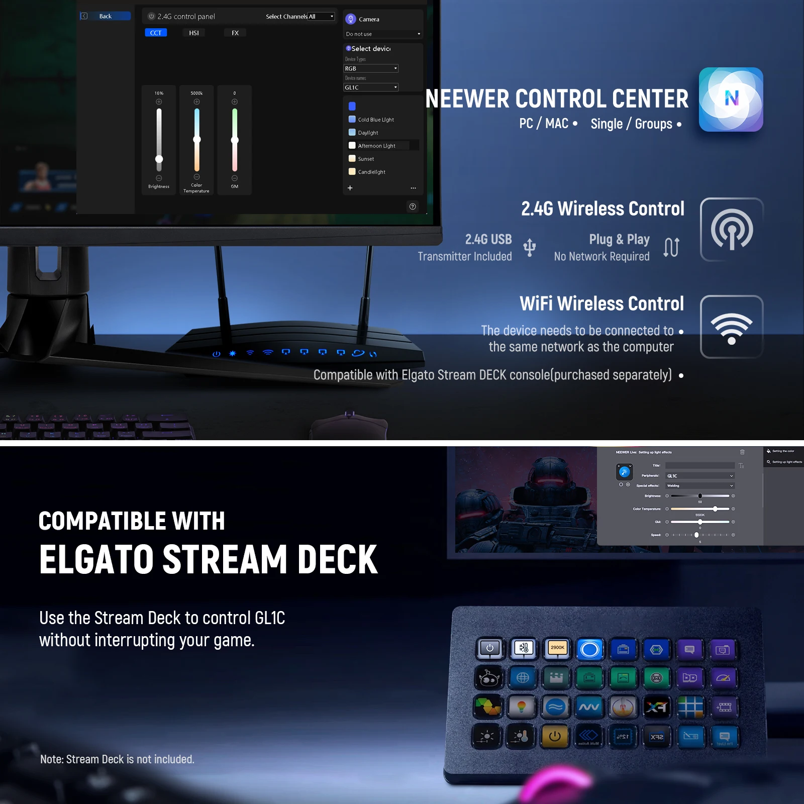 ไฟสตูดิโอ NEEWER GL1C RGB ขนาด - Led Light Panel Stream บทวิจารณ์และราคา