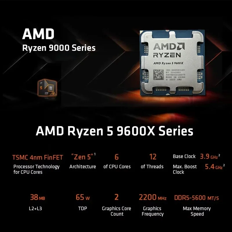 AMD Ryzen 5 9600X ซีพียู AMD R - Amd Cpu Ryzen 5 บทวิจารณ์และราคา